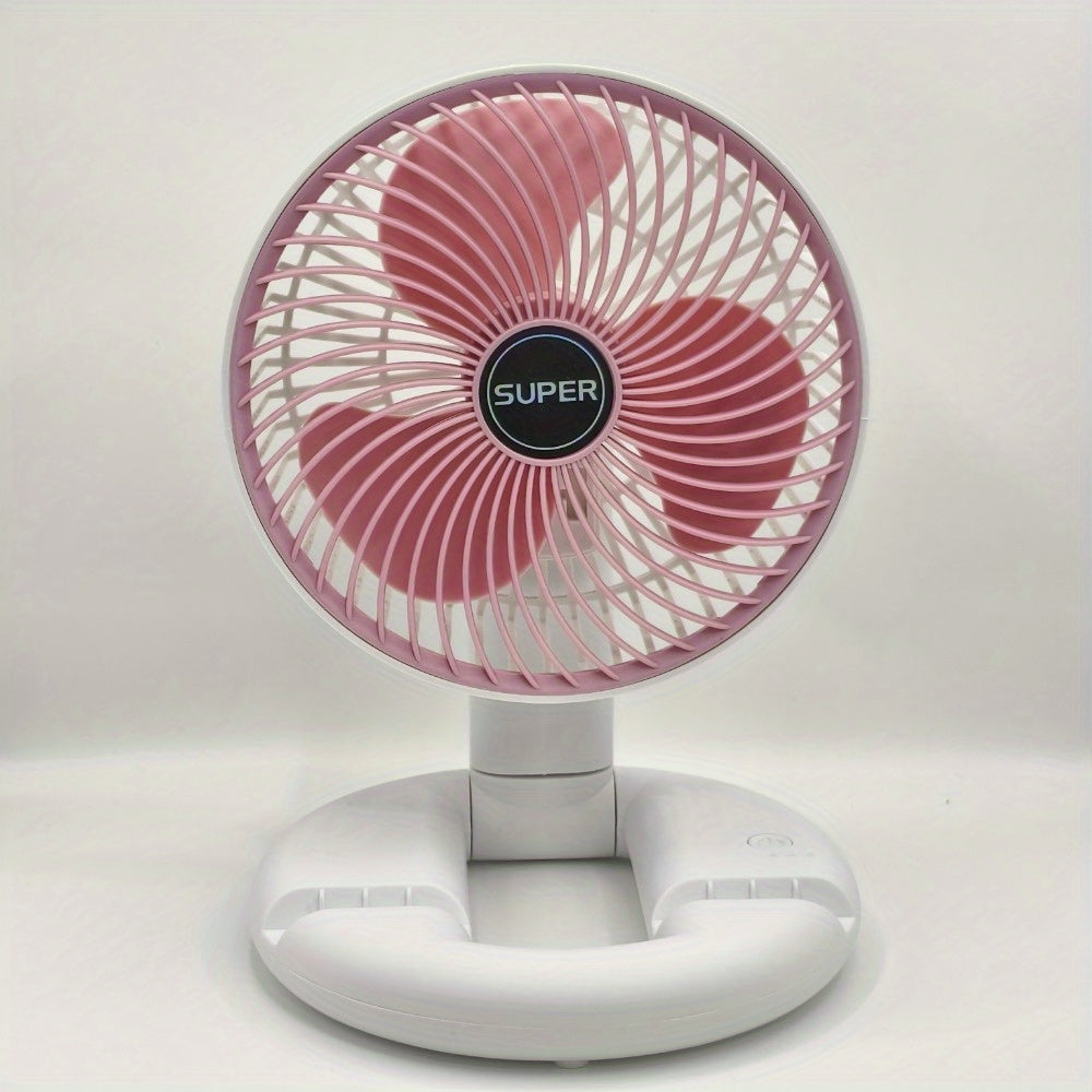Tragbarer USB-Mini-Tischventilator mit U-förmigem Fuß und Lithiumbatterie – Leiser Betrieb, über USB aufladbarer Kühlventilator für drinnen/draußen, persönliches Kühlgerät für Nachttisch, Büro, Camping – USB-Ladeventilator, Knopfsteuerung