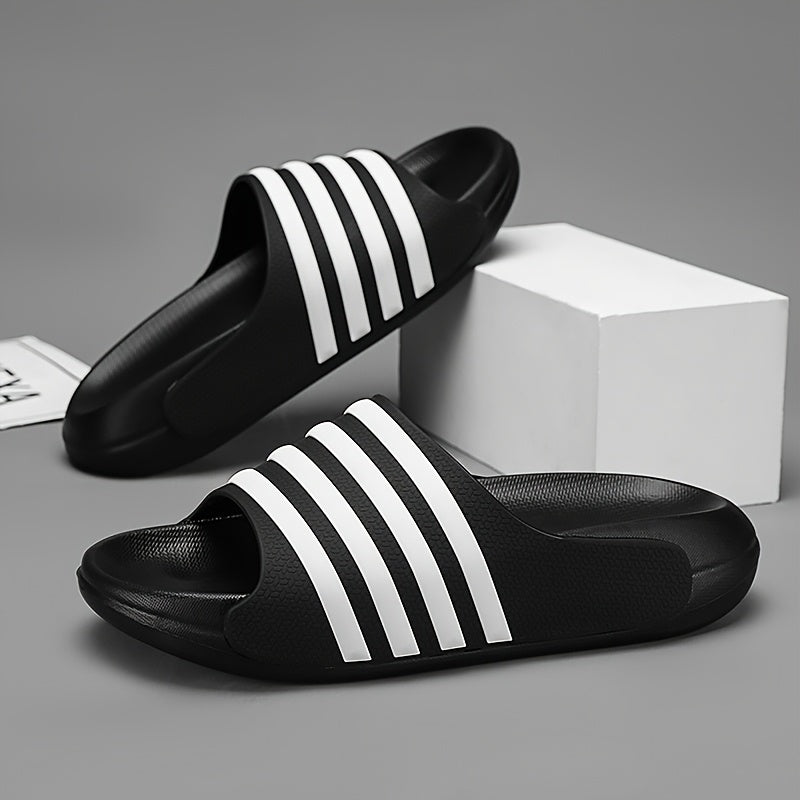 Modische offene Plateau-Pantoletten für Herren, gestreift, bequemes EVA-Material, 5 cm dicke Sohle, ultraweiche Laufsohle, Unisex-Paar-Stil, rutschfest und verschleißfest