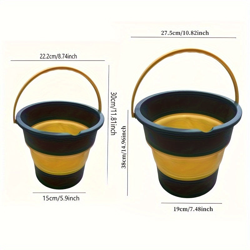 A Single Pack of a Foldable Portable Stretchable Water Bucket, Made of High-Quality Materials, Durable And Space-Saving, Perfect for Outdoor Fishing, Car Washing, And Foot Baths. This Portable Thickened Plastic Structure Is V