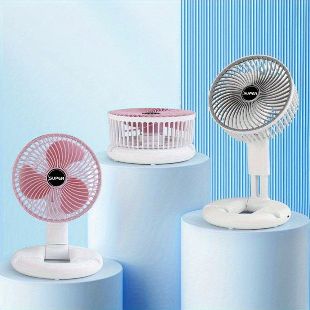 Tragbarer USB-Mini-Tischventilator mit U-förmigem Fuß und Lithiumbatterie – Leiser Betrieb, über USB aufladbarer Kühlventilator für drinnen/draußen, persönliches Kühlgerät für Nachttisch, Büro, Camping – USB-Ladeventilator, Knopfsteuerung