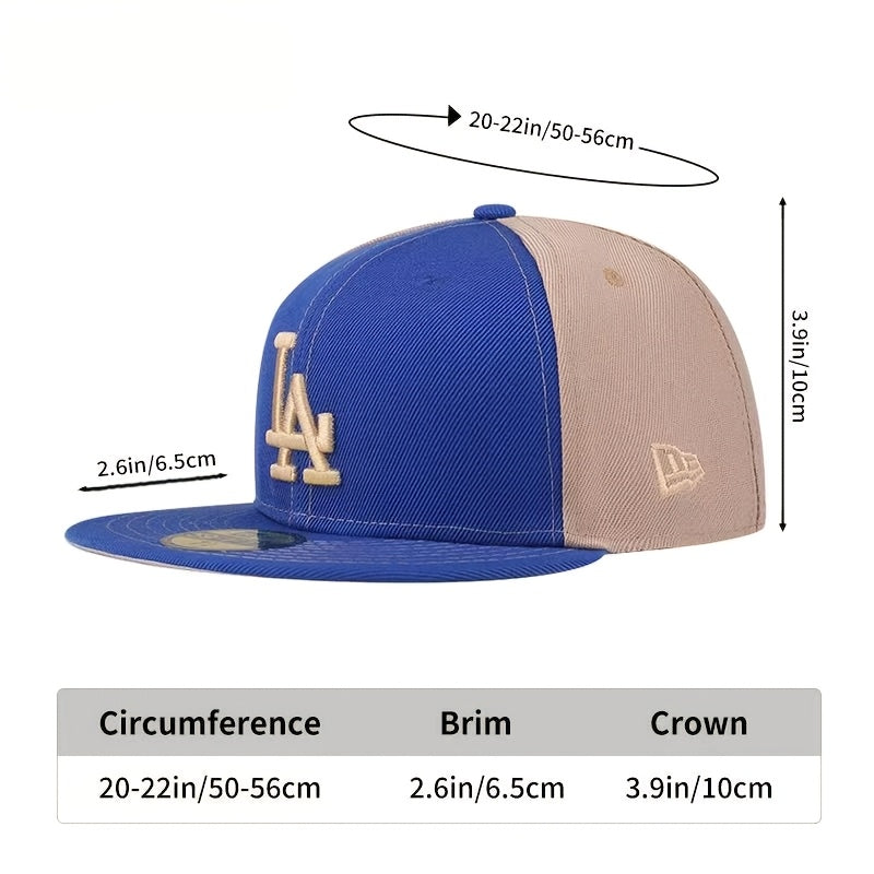Casquette de baseball à bord plat, color-block gris et bleu New Era, édition limitée, casquette à visière rigide avec broderie 3D LA, adaptée à toutes les saisons, à la mode, tendance, cool, décontractée, style hip-hop, unisexe, style couple, N