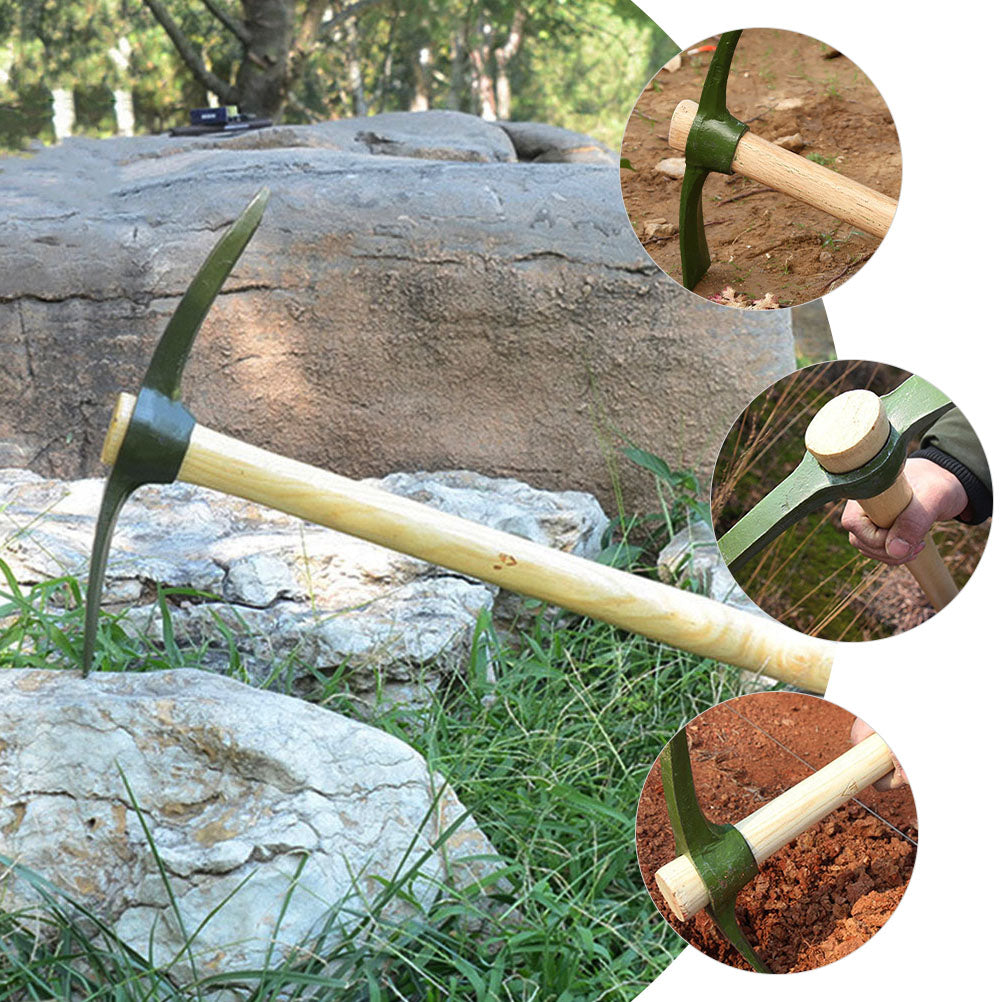 Steel Garden Steel Hollow Hoe Household Pickaxe Convenient Gardening Tool Multifunctional Pickaxe Wood Handle Farming Tool