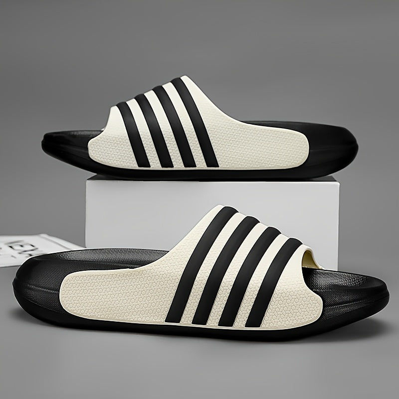 Modische offene Plateau-Pantoletten für Herren, gestreift, bequemes EVA-Material, 5 cm dicke Sohle, ultraweiche Laufsohle, Unisex-Paar-Stil, rutschfest und verschleißfest