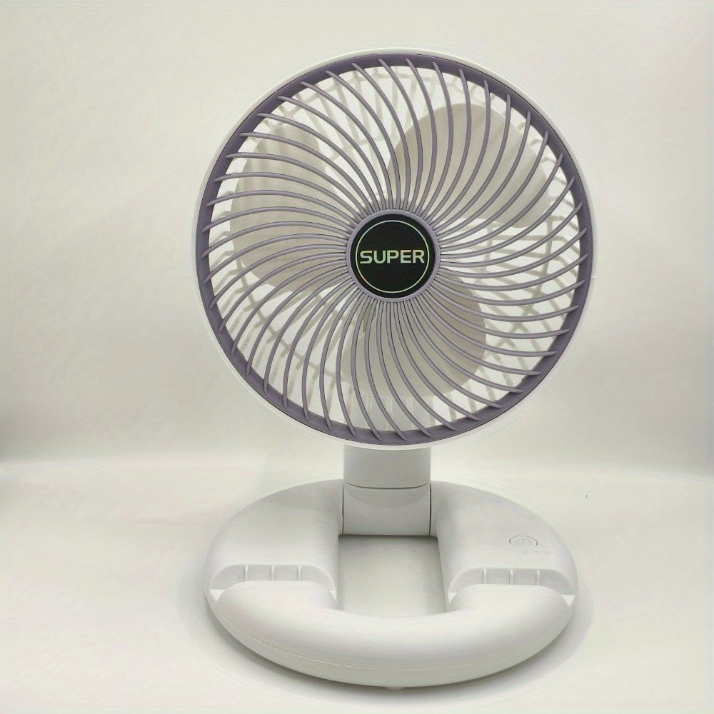 Tragbarer USB-Mini-Tischventilator mit U-förmigem Fuß und Lithiumbatterie – Leiser Betrieb, über USB aufladbarer Kühlventilator für drinnen/draußen, persönliches Kühlgerät für Nachttisch, Büro, Camping – USB-Ladeventilator, Knopfsteuerung