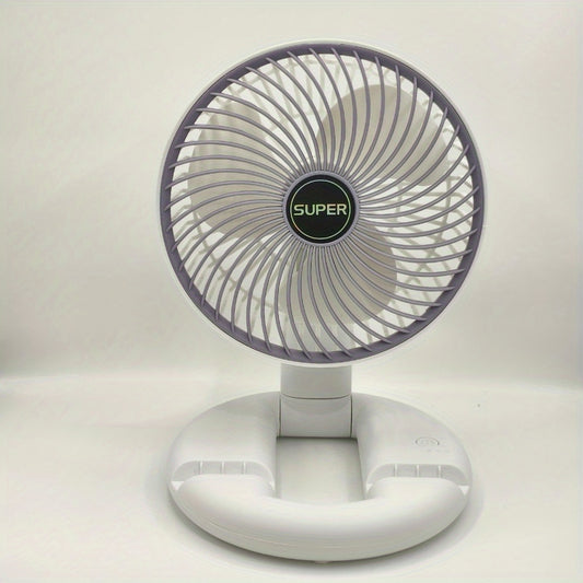 Tragbarer USB-Mini-Tischventilator mit U-förmigem Fuß und Lithiumbatterie – Leiser Betrieb, über USB aufladbarer Kühlventilator für drinnen/draußen, persönliches Kühlgerät für Nachttisch, Büro, Camping – USB-Ladeventilator, Knopfsteuerung
