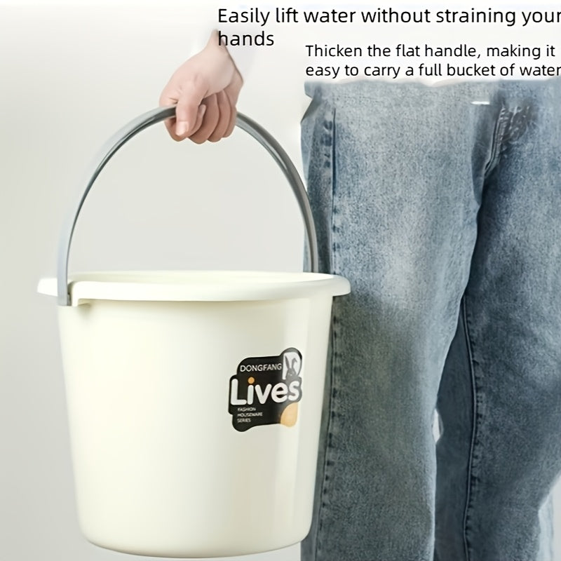 Thickened Plastic Bucket with Handle, Small/Large Size, for Home and Dormitory Use, Multi-functional Round Basin for Laundry and Bathing, Water Storage Bucket