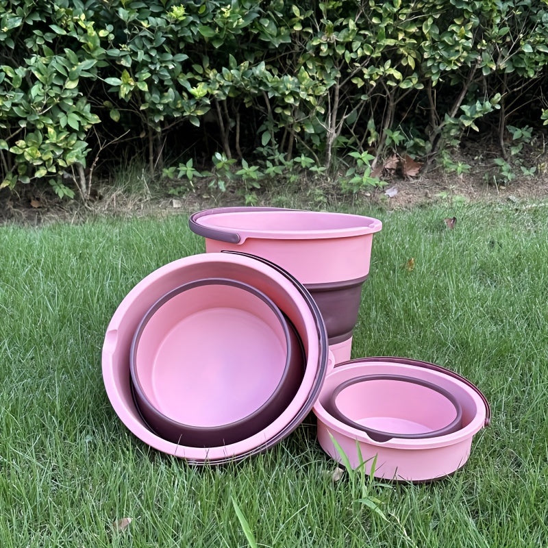 A Single Pack of a Foldable Portable Stretchable Water Bucket, Made of High-Quality Materials, Durable And Space-Saving, Perfect for Outdoor Fishing, Car Washing, And Foot Baths. This Portable Thickened Plastic Structure Is V