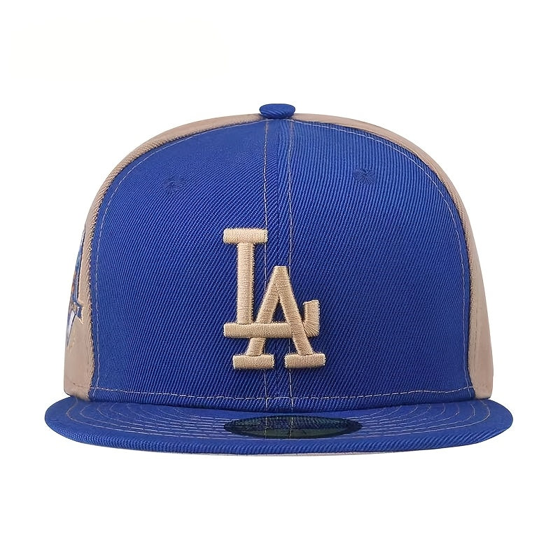 Casquette de baseball à bord plat, color-block gris et bleu New Era, édition limitée, casquette à visière rigide avec broderie 3D LA, adaptée à toutes les saisons, à la mode, tendance, cool, décontractée, style hip-hop, unisexe, style couple, N