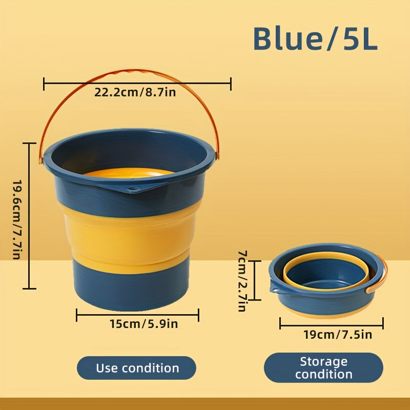 A Single Pack of a Foldable Portable Stretchable Water Bucket, Made of High-Quality Materials, Durable And Space-Saving, Perfect for Outdoor Fishing, Car Washing, And Foot Baths. This Portable Thickened Plastic Structure Is V