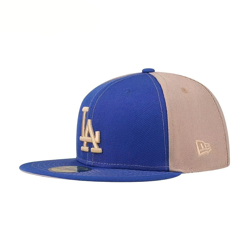 Casquette de baseball à bord plat, color-block gris et bleu New Era, édition limitée, casquette à visière rigide avec broderie 3D LA, adaptée à toutes les saisons, à la mode, tendance, cool, décontractée, style hip-hop, unisexe, style couple, N