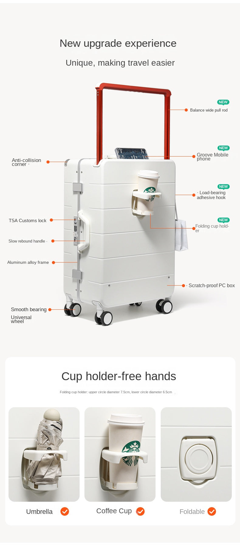 COLENARA Gepäck Neu 20"24" Herren Aluminiumrahmen Boarding Box Damen ABS + PC Trolley Koffer "26 Zoll Handgepäck Reisekoffer