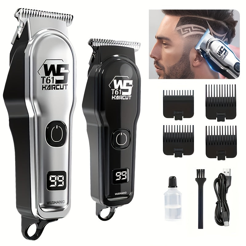 A Professional Men'S Electric Hair Clipper Set with an LED Display, an Electric Shaver, Four Guide Combs for Zero-Gap Cutting, a Small Brush, TYPE-C Charging, Perfect As a Gift for Men, Father'S Day Presents