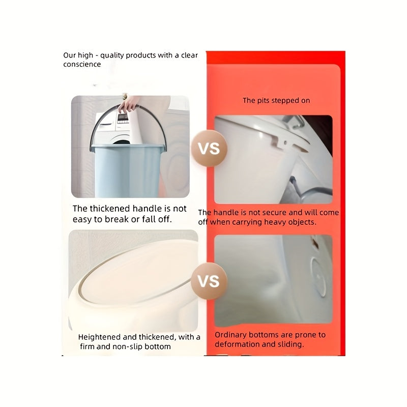 Thickened Plastic Bucket with Handle, Small/Large Size, for Home and Dormitory Use, Multi-functional Round Basin for Laundry and Bathing, Water Storage Bucket