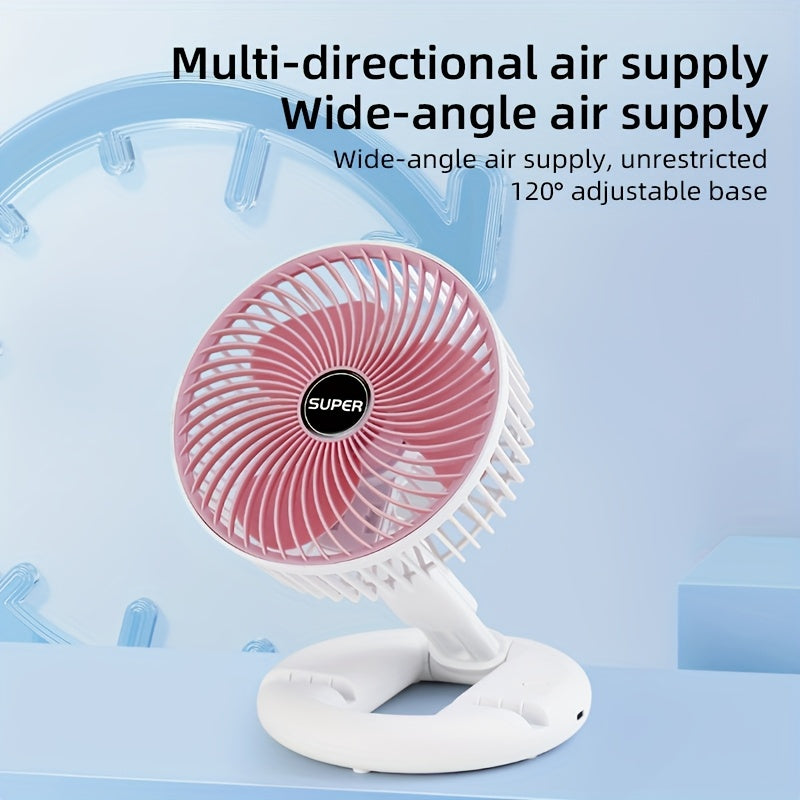 Tragbarer USB-Mini-Tischventilator mit U-förmigem Fuß und Lithiumbatterie – Leiser Betrieb, über USB aufladbarer Kühlventilator für drinnen/draußen, persönliches Kühlgerät für Nachttisch, Büro, Camping – USB-Ladeventilator, Knopfsteuerung