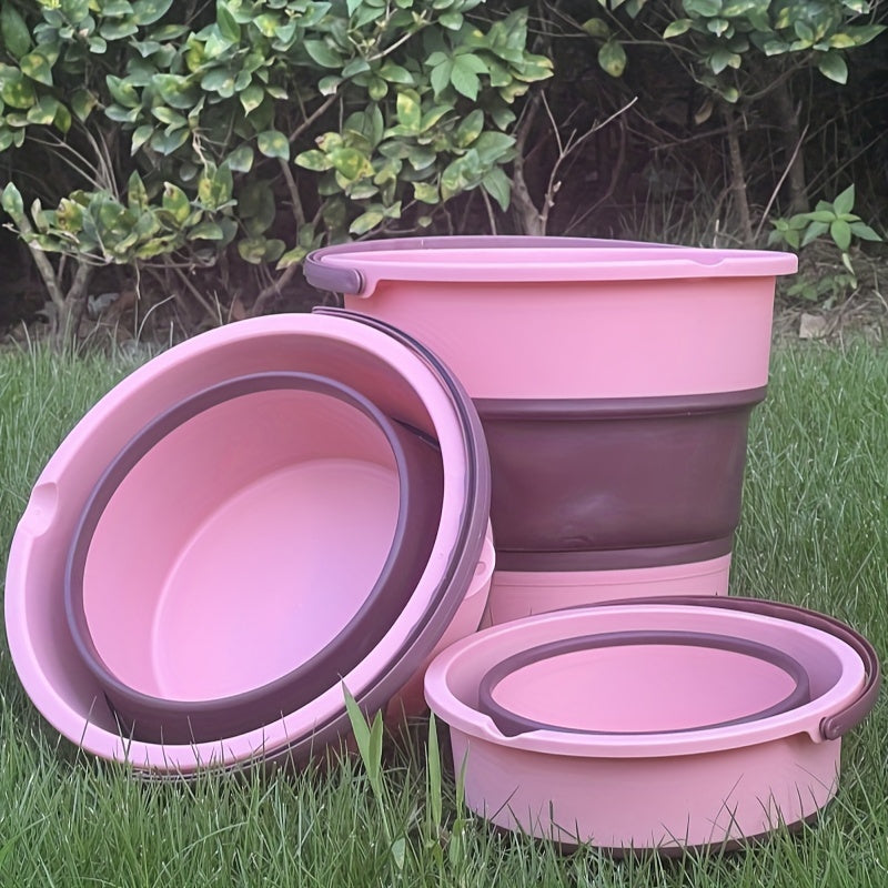 A Single Pack of a Foldable Portable Stretchable Water Bucket, Made of High-Quality Materials, Durable And Space-Saving, Perfect for Outdoor Fishing, Car Washing, And Foot Baths. This Portable Thickened Plastic Structure Is V