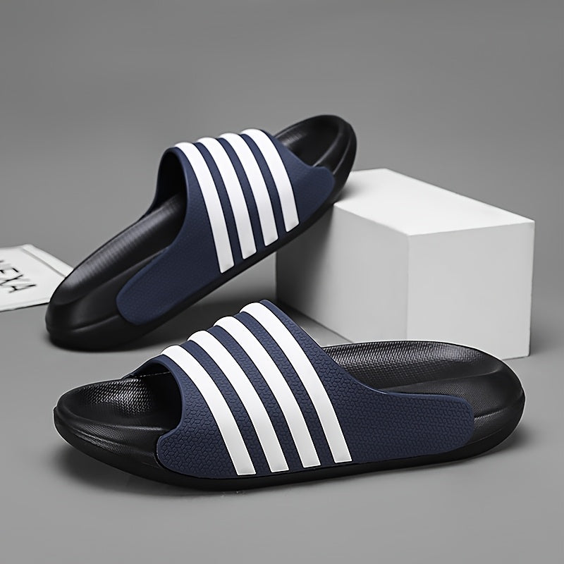 Modische offene Plateau-Pantoletten für Herren, gestreift, bequemes EVA-Material, 5 cm dicke Sohle, ultraweiche Laufsohle, Unisex-Paar-Stil, rutschfest und verschleißfest