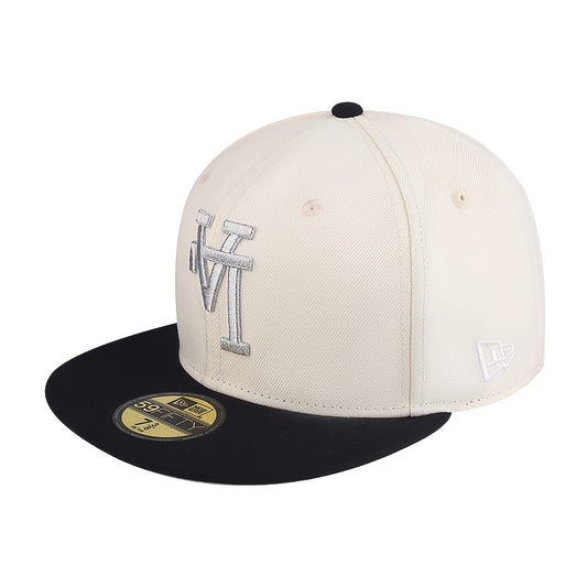 Special Approval Brand - Please Check the Horizontal Float - A New Era White and Black Color Block Flat Brim Baseball Cap with Reverse LA Embroidery, Hard Top Snapback, Fashionable, Trendy, Sporty Casual, Unisex, Couple Style