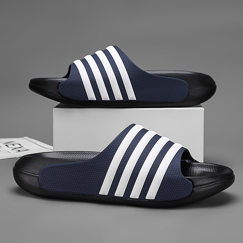 Modische offene Plateau-Pantoletten für Herren, gestreift, bequemes EVA-Material, 5 cm dicke Sohle, ultraweiche Laufsohle, Unisex-Paar-Stil, rutschfest und verschleißfest