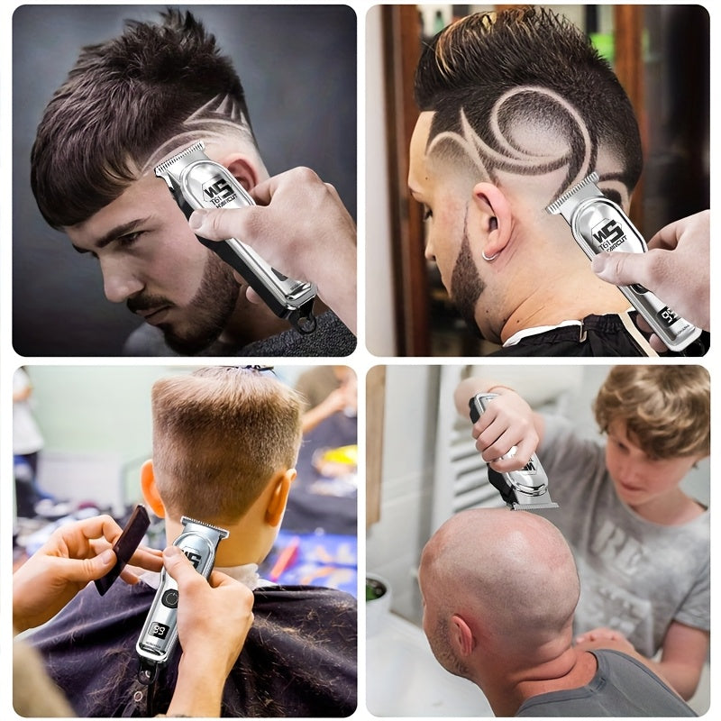 A Professional Men'S Electric Hair Clipper Set with an LED Display, an Electric Shaver, Four Guide Combs for Zero-Gap Cutting, a Small Brush, TYPE-C Charging, Perfect As a Gift for Men, Father'S Day Presents
