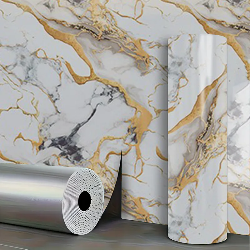 1 roll of imitation ceramic tile waterproof self-adhesive marble PVC wall sticker living room bedroom decoration sticker