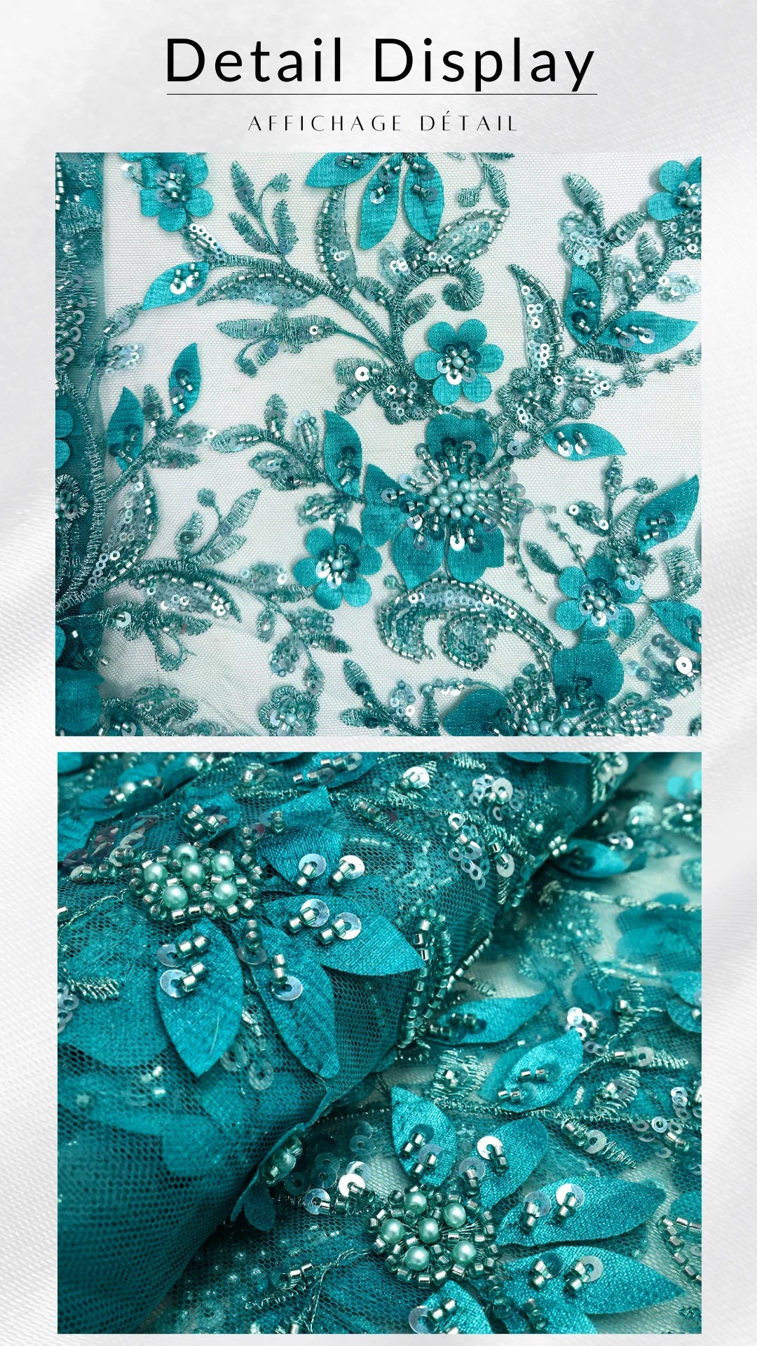 Tissu Français à Paillettes et Perles Rose en Polyester pour la Couture Robes de Mariée en Dentelle Matériau de Patchwork Tissu Tulle 4,5 Mètres