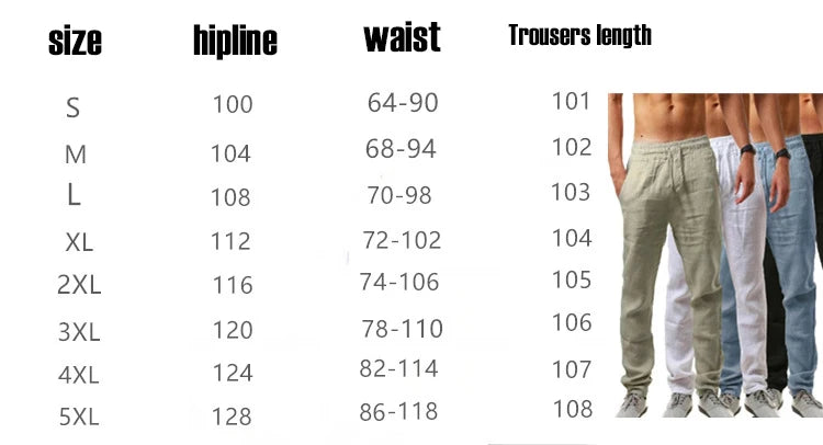 Pantalon Homme en Coton et Lin, Jogging Décontracté, Couleur Unie, Taille Élastique, Coupe Droite et Ample, Sport, Course, Grandes Tailles pour Homme