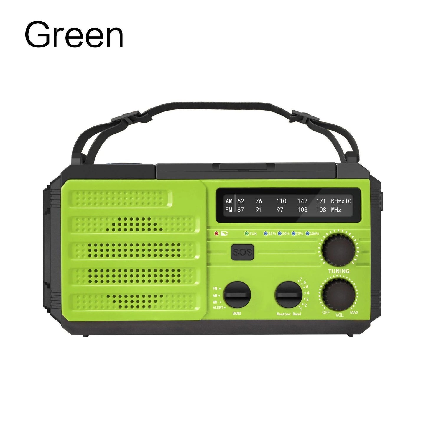 Wetterradio Notfall Multifunktionales Radio FM AM WB Handkurbel Solar USB-Ladefunktion 2000mAh Powerbank LED Taschenlampe