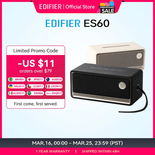 Edifier ES60 Tragbarer Bluetooth-Lautsprecher Mini-Soundbox Kabellose Soundbar 36W RMS Outdoor IP66 Wasserdicht Lange Akkulaufzeit