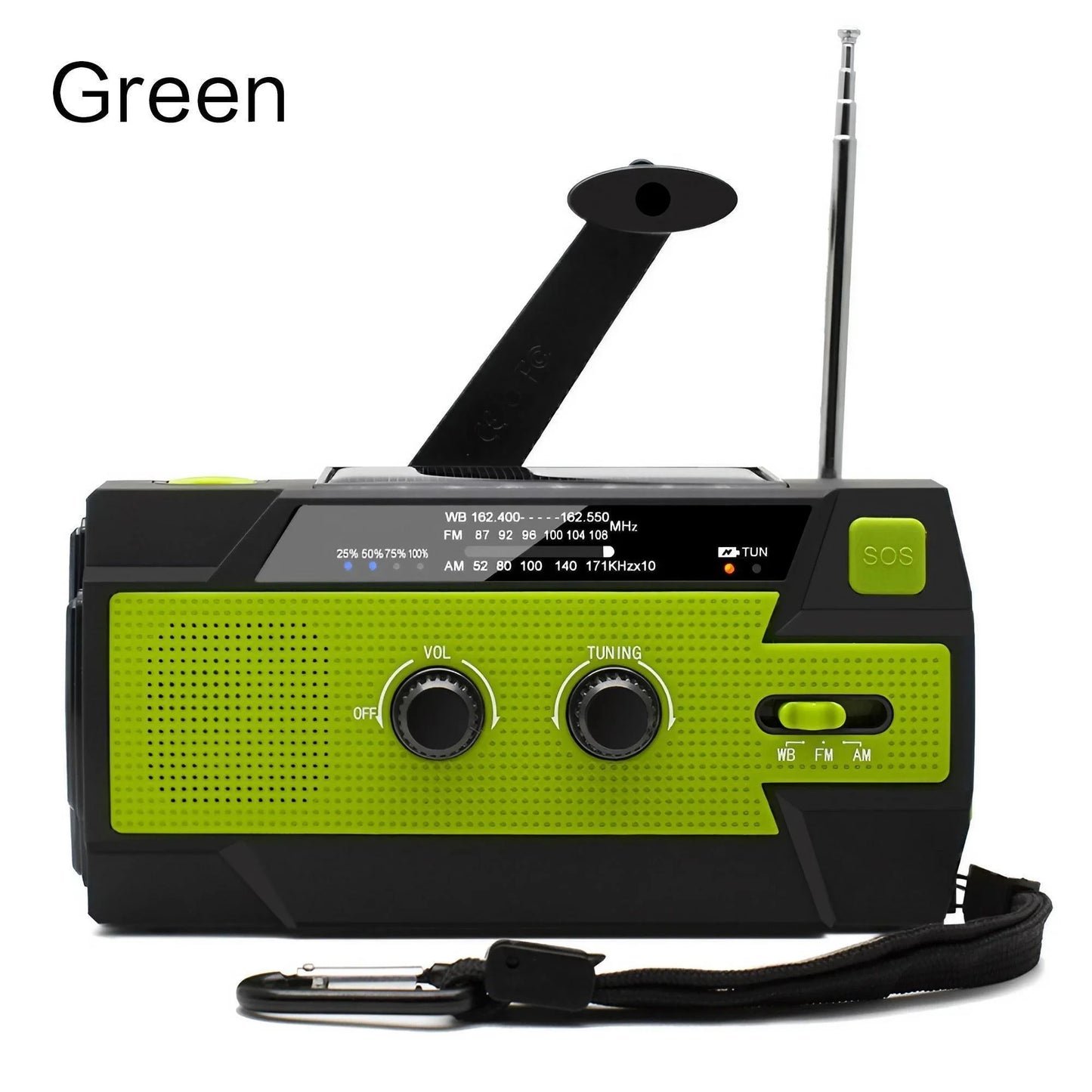 Wetterradio Notfall Multifunktionales Radio FM AM WB Handkurbel Solar USB-Ladefunktion 2000mAh Powerbank LED Taschenlampe