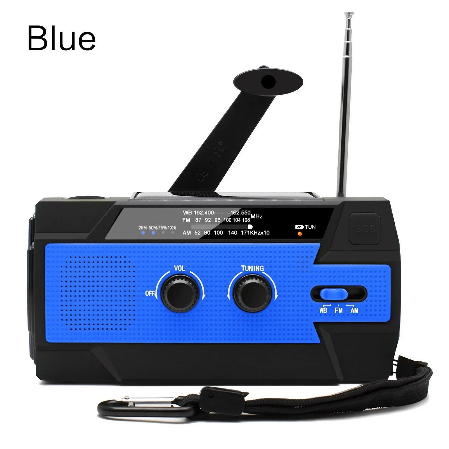 Wetterradio Notfall Multifunktionales Radio FM AM WB Handkurbel Solar USB-Ladefunktion 2000mAh Powerbank LED Taschenlampe