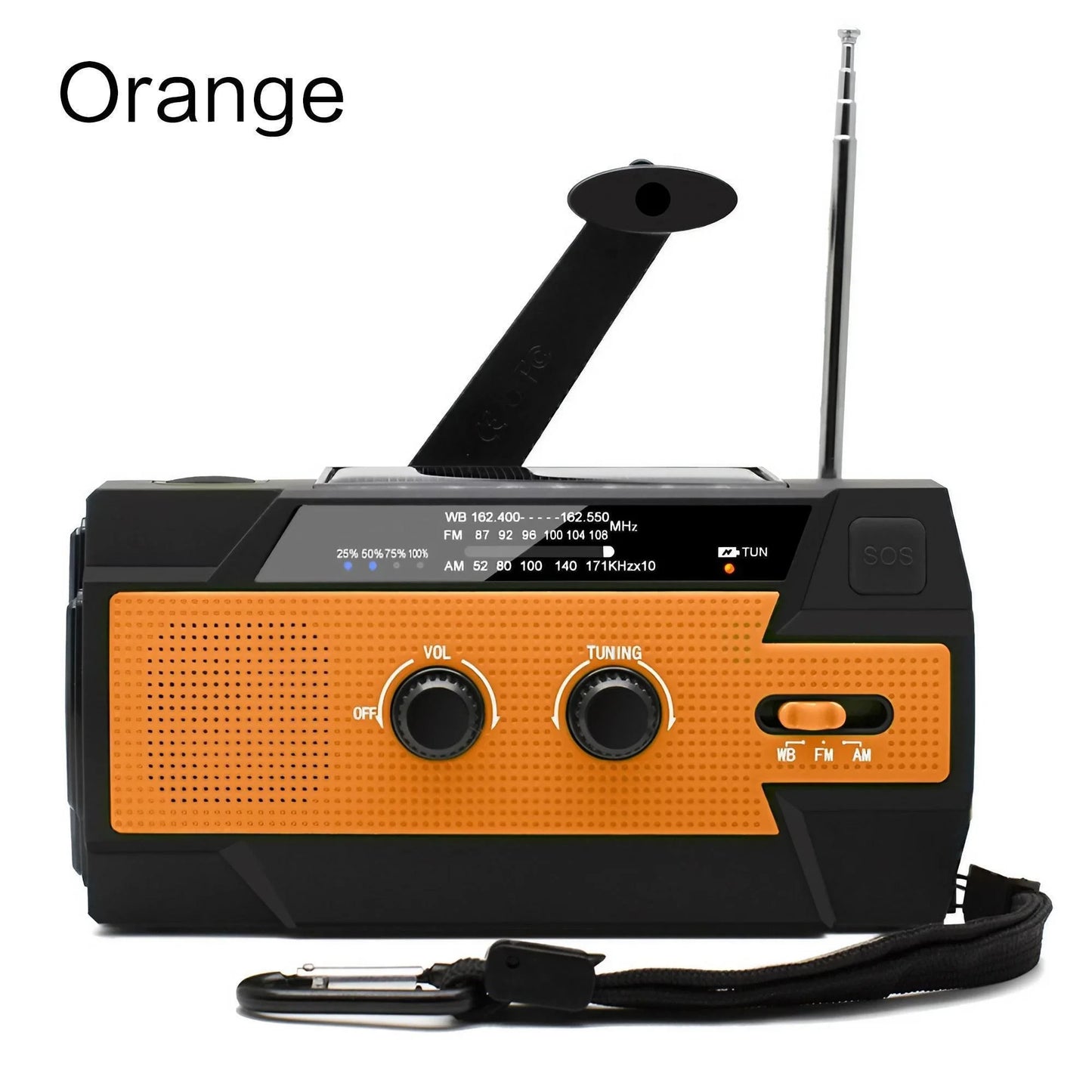 Wetterradio Notfall Multifunktionales Radio FM AM WB Handkurbel Solar USB-Ladefunktion 2000mAh Powerbank LED Taschenlampe