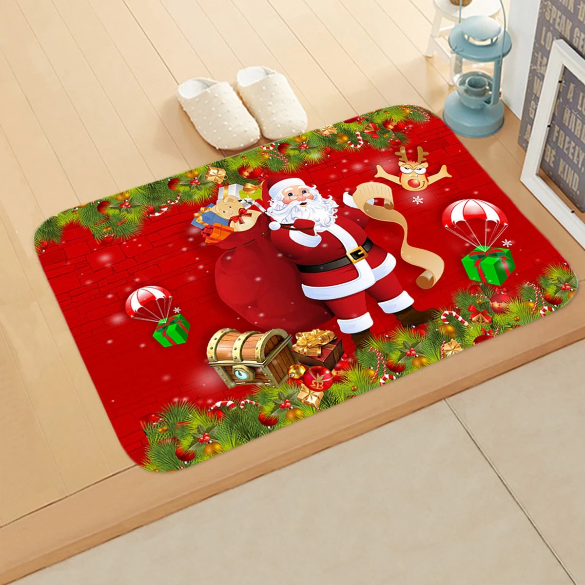 Weihnachts-Fußmatte Weihnachtsmann Outdoor-Teppich Frohe Weihnachten Dekorationen für Zuhause 2025 Navidad Weihnachtsornament Neujahr 2026