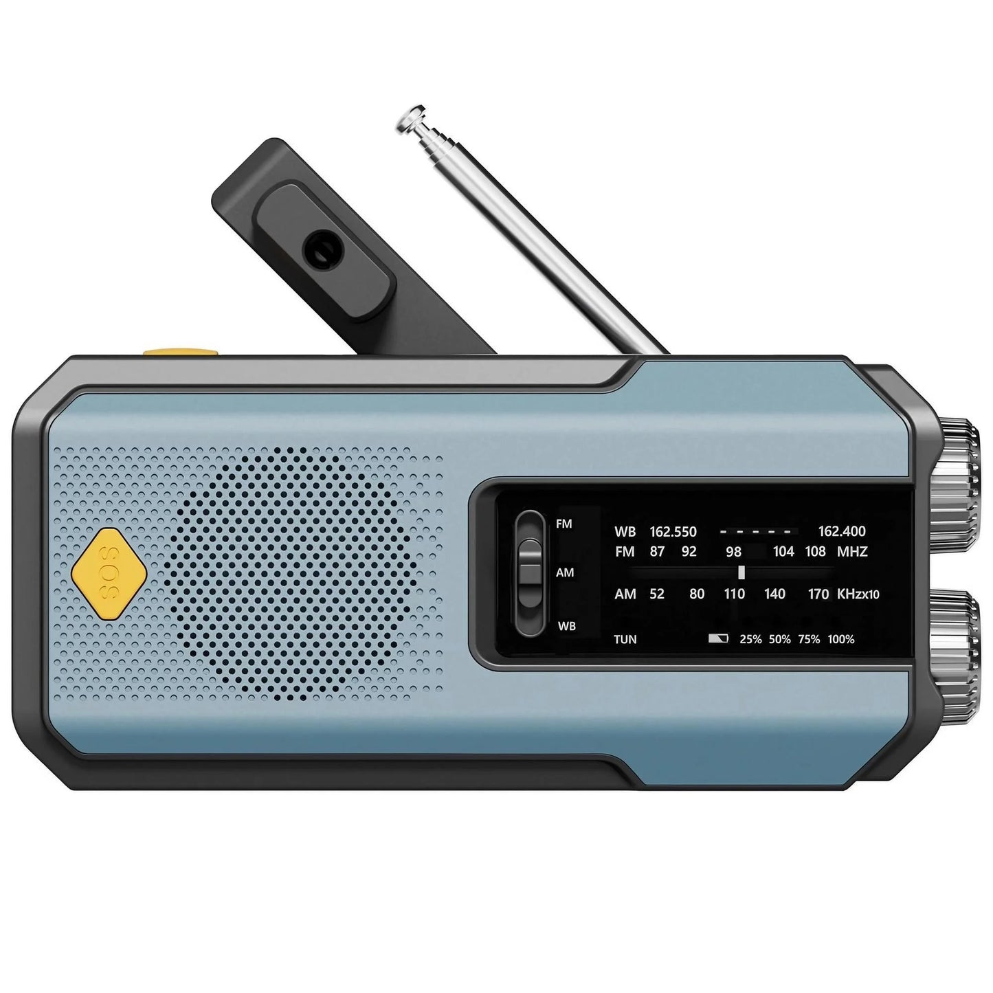 Wetterradio Notfall Multifunktionales Radio FM AM WB Handkurbel Solar USB-Ladefunktion 2000mAh Powerbank LED Taschenlampe