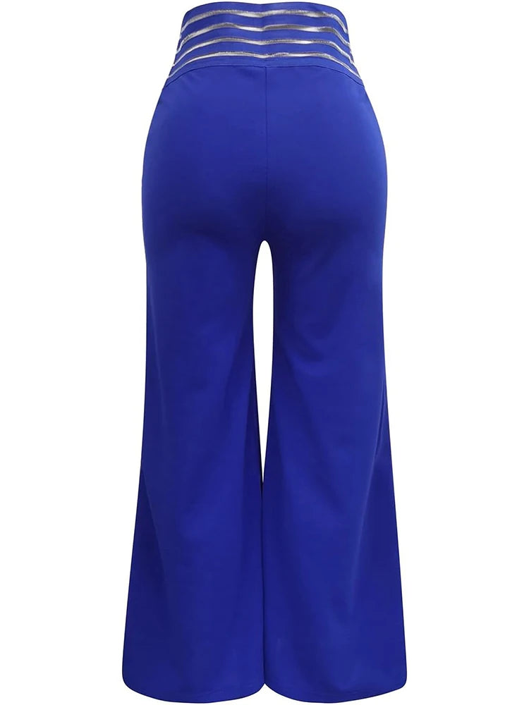 Pantalon évasé ample pour femme 2024, décontracté, croisé, en maille transparente, taille haute, streetwear Y2k, élégant, pour le travail