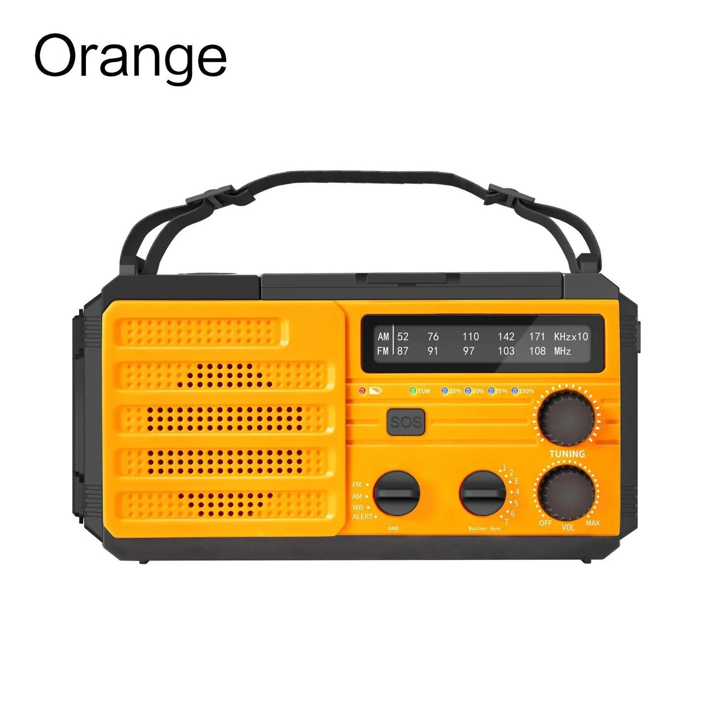 Wetterradio Notfall Multifunktionales Radio FM AM WB Handkurbel Solar USB-Ladefunktion 2000mAh Powerbank LED Taschenlampe