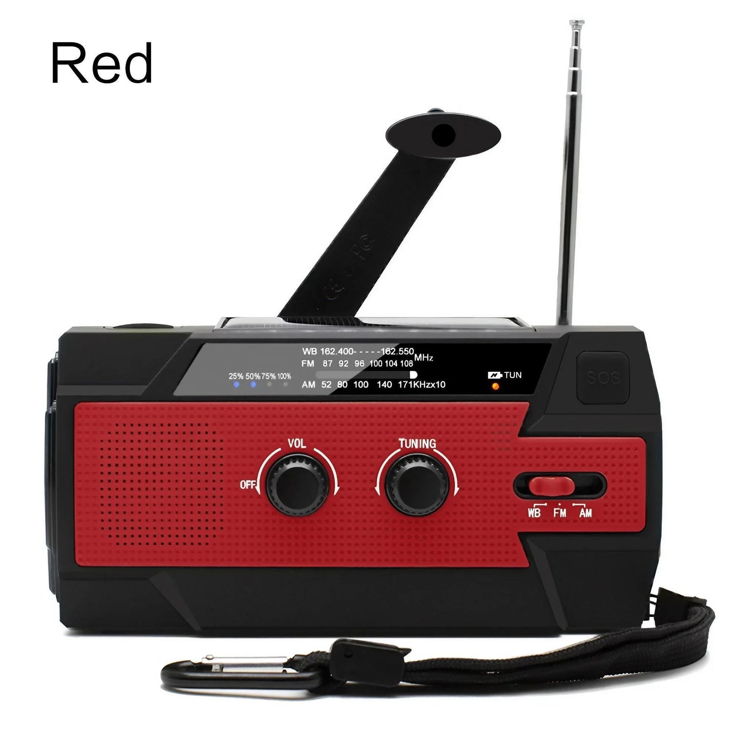 Wetterradio Notfall Multifunktionales Radio FM AM WB Handkurbel Solar USB-Ladefunktion 2000mAh Powerbank LED Taschenlampe