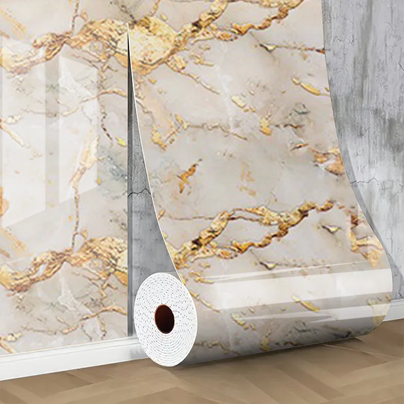 1 roll of imitation ceramic tile waterproof self-adhesive marble PVC wall sticker living room bedroom decoration sticker
