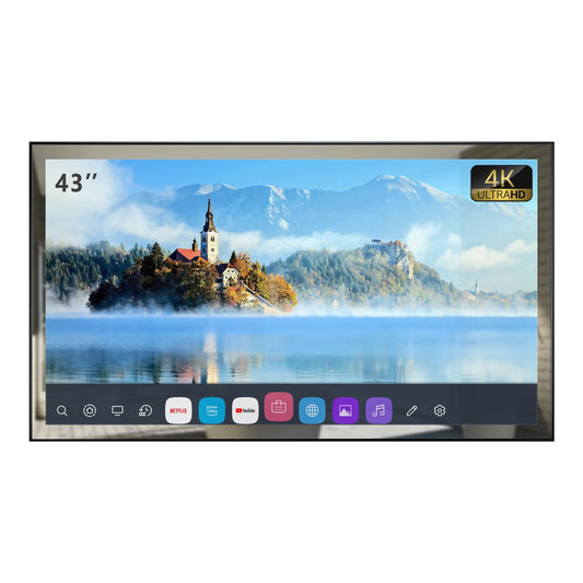 Téléviseur intelligent 42 pouces webOS miroir étanche pour salle de bain avec LED pour SPA Hôtel Salon encastrable avec commande vocale WiFi Bluetooth