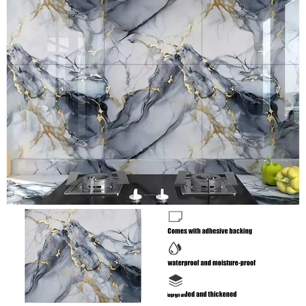40cm wide marble pattern wall sticker, waterproof stain-resistant oil-resistant PVC self-adhesive wallpaper kitchen wall sticker