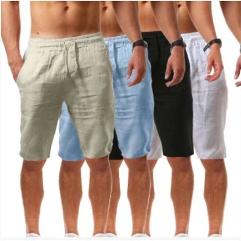 Pantalon Homme en Coton et Lin, Jogging Décontracté, Couleur Unie, Taille Élastique, Coupe Droite et Ample, Sport, Course, Grandes Tailles pour Homme
