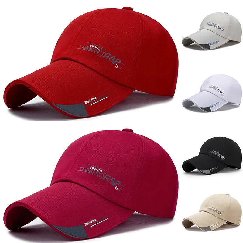 2024 Fashion Line Baseball Cap For Men Sports Cap Hat Fish Outdoor Long Visor Brim Shade Snapback Sun Hat Women's Summer Hat