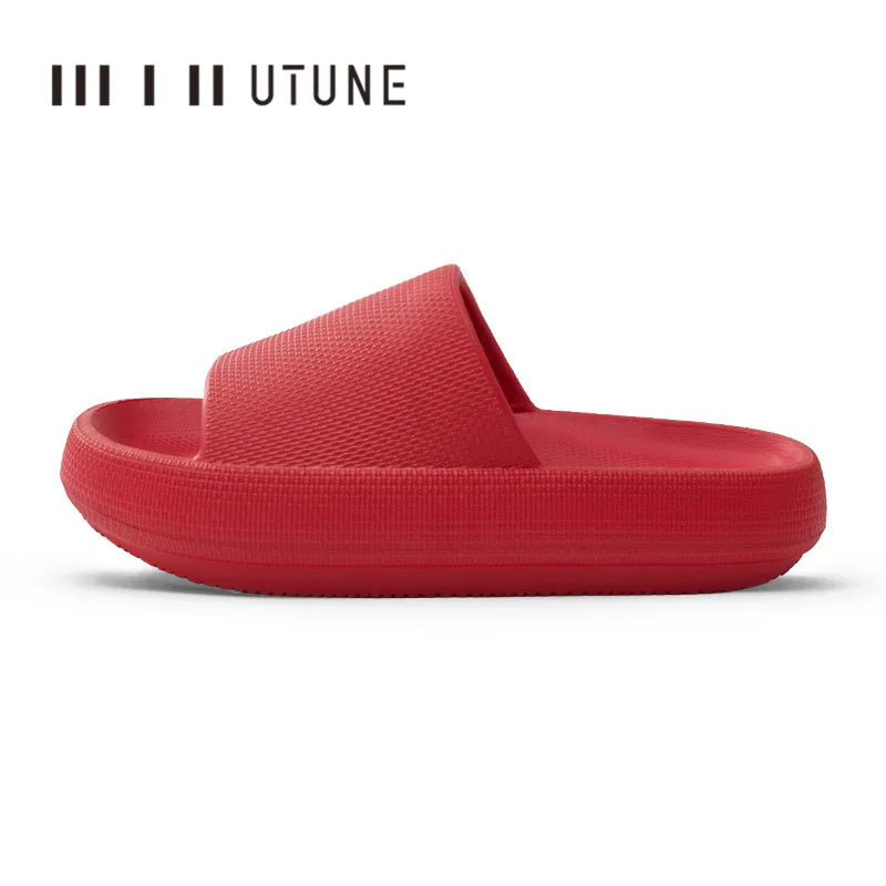 UTUNE 51CM Hausschuhe für Herren Plateau Haussschuhe EVA Weiche Mode Pantoletten Rutschfeste Sommersandalen Damen Badeschuhe Dusche