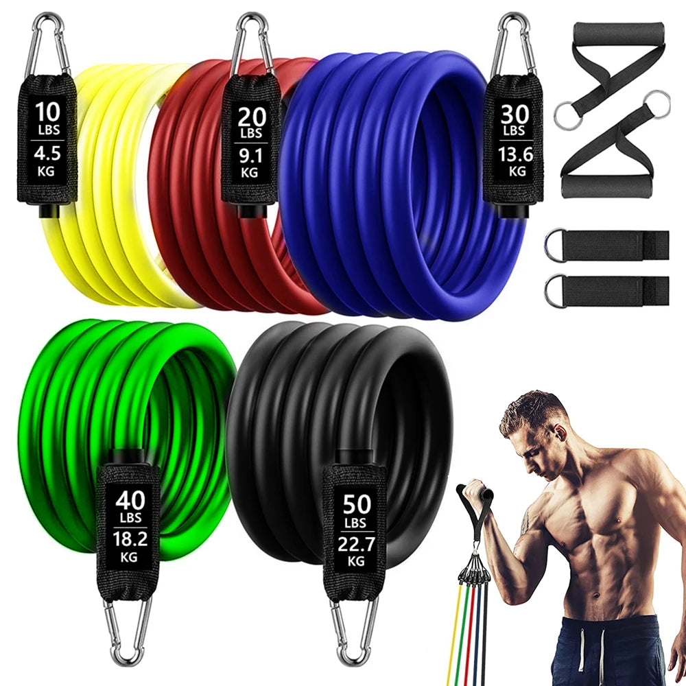 360lbs Fitness Übungen Widerstandsbänder Set Elastische Tubes Zugseil Yogaband Trainingsausrüstung für Zuhause Fitnessstudio Gewicht