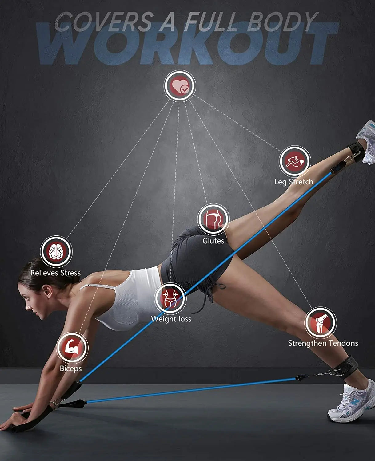 Kit de barre Pilates avec bandes de résistance Barre de yoga multifonctionnelle Kit de barre de résistance portable pour la maison pour des entraînements complets du corps