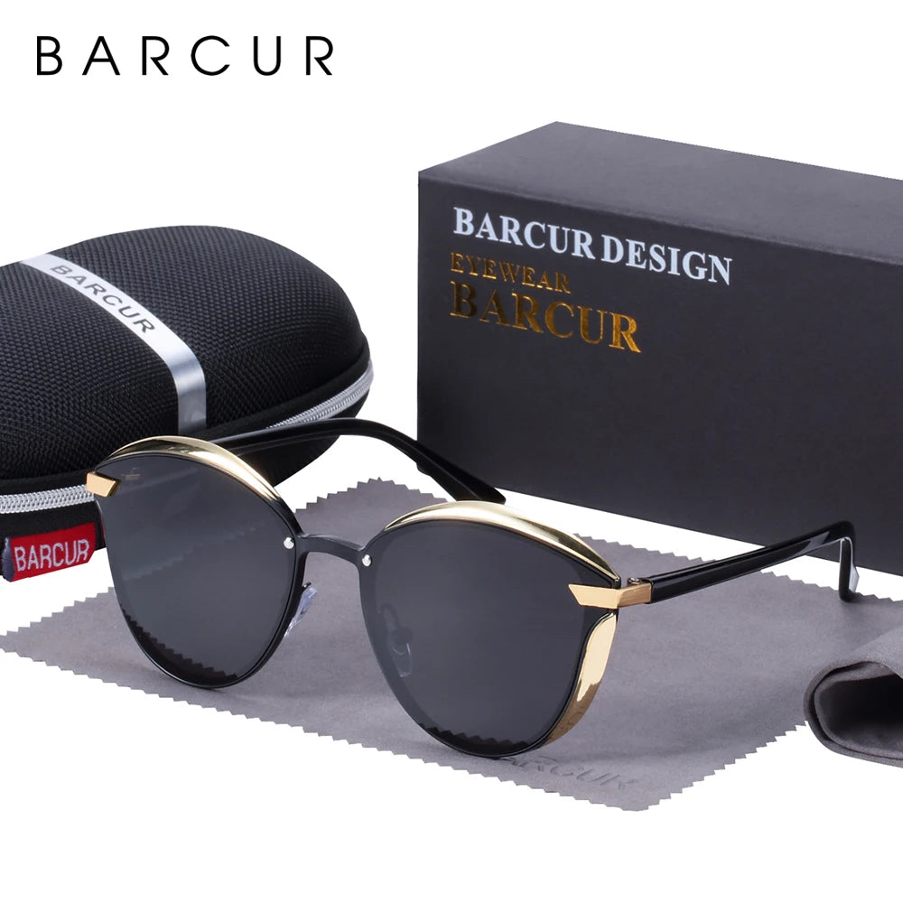 BARCUR Lunettes de soleil polarisées rondes tendance pour femme, lunettes de soleil pour femme