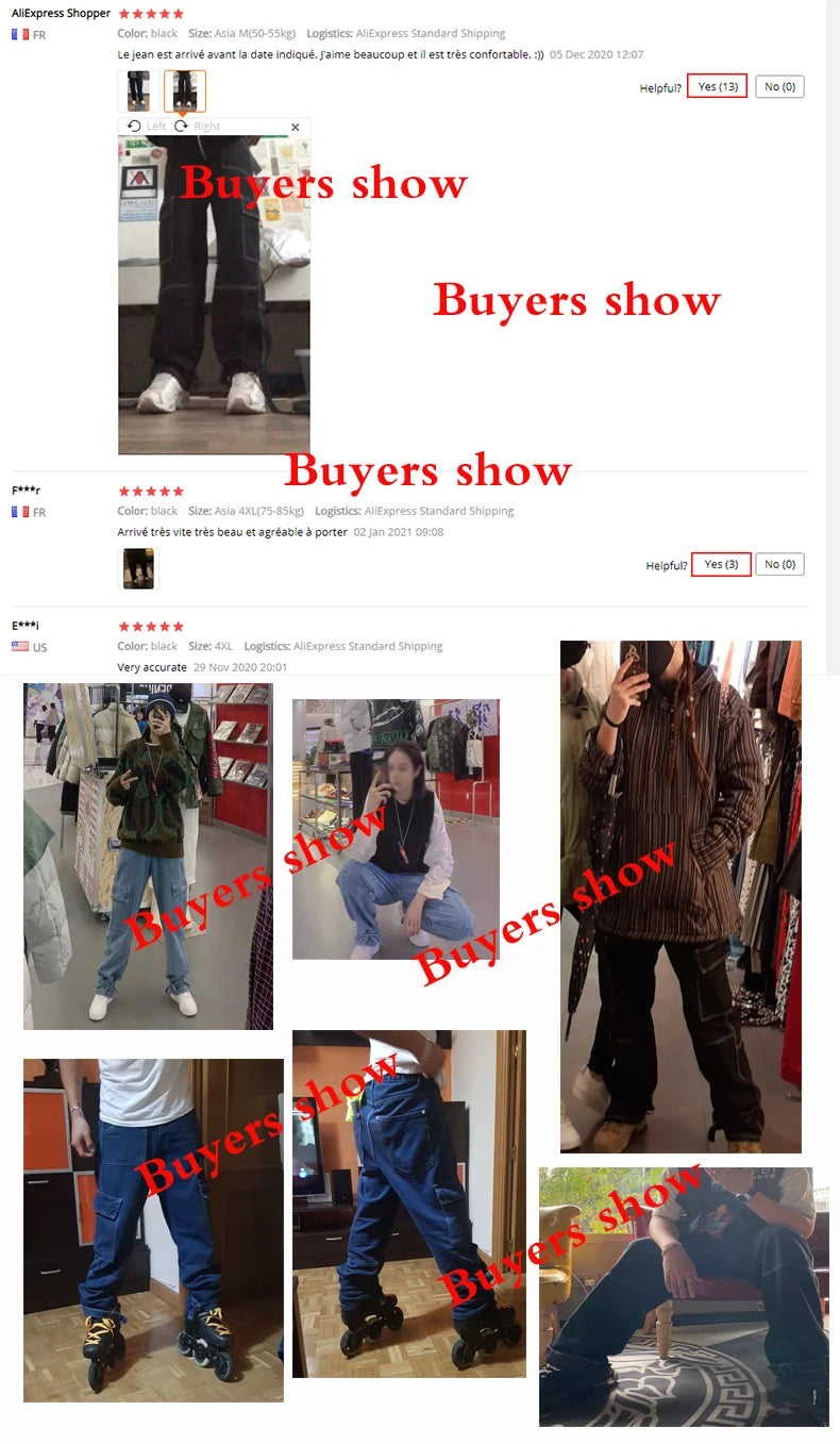 Herren Jeans Weites Bein Denim-Hose Locker Gerade Baggy Herren Jeans Hip Hop Streetwear Skateboard Neutrale Denim Hose Cargo Jeans
