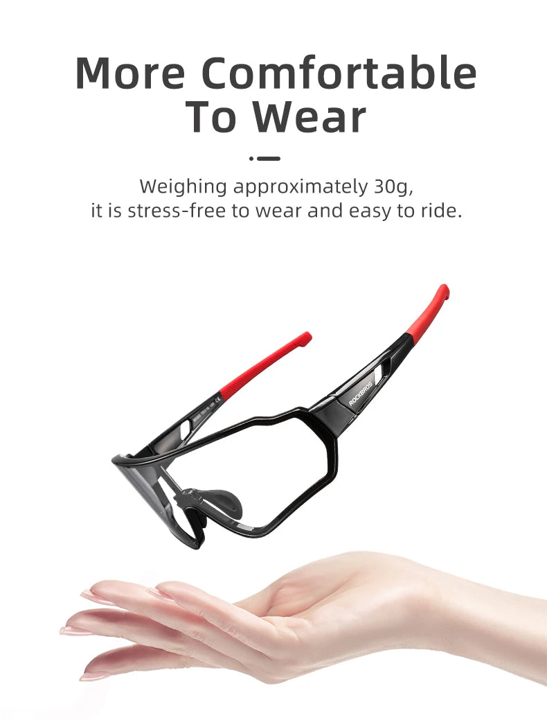 ROCKBROS Lunettes de cyclisme photochromiques Lunettes de vélo VTT Homme Lunettes de soleil Sport Lunettes de protection Cyclisme sur route