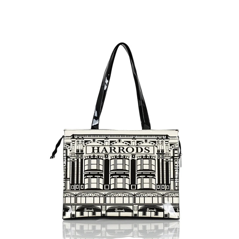 Horizontal Edition PVC Reusable Shopping Bag Eco-friendly London Lady Shopper Bag Large Capacity Waterproof Handbag Shoulder Bag