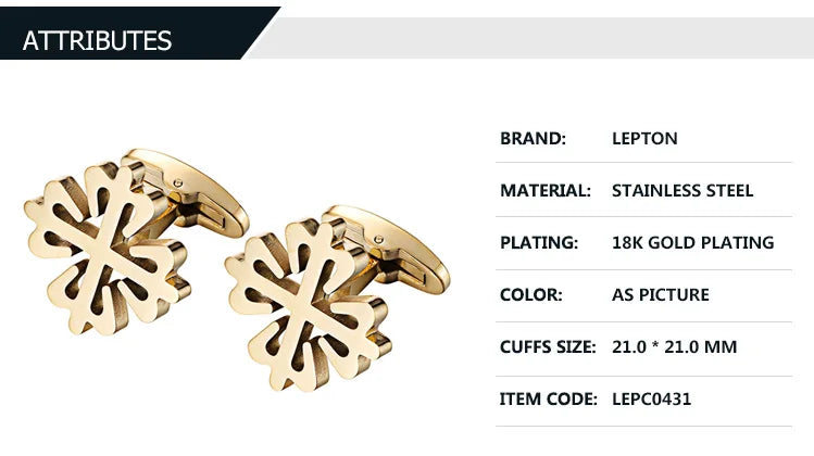 Lepton 18K Gold Plated Crusaders Cufflinks Matte Stainless Steel Cufflink For Mens Wedding Groom Business Cuff Links Gemelos