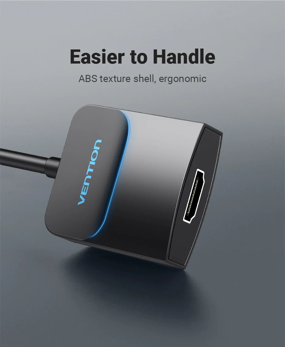 Vention Adaptateur VGA vers HDMI 1080P Convertisseur Mâle VGA vers Femelle HDMI avec Câble Audio et Alimentation USB pour PS4/3 HDTV Convertisseur VGA HDMI